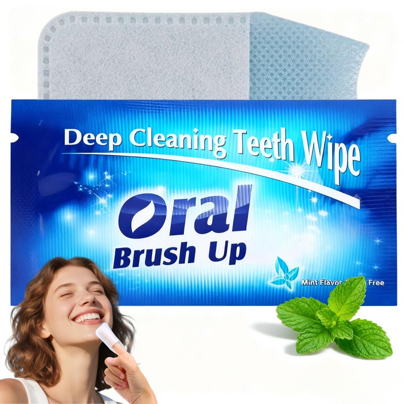 Disposable Wipe Oral Finger Brush Up,Fast Stain Removal Teeth Cleaning Tools,Portable Disposable Toothbrush & Teeth Whitening Strips,Soft & Gentle Non Sensitive TeethWipe for AllTeeth Types (50PCS)